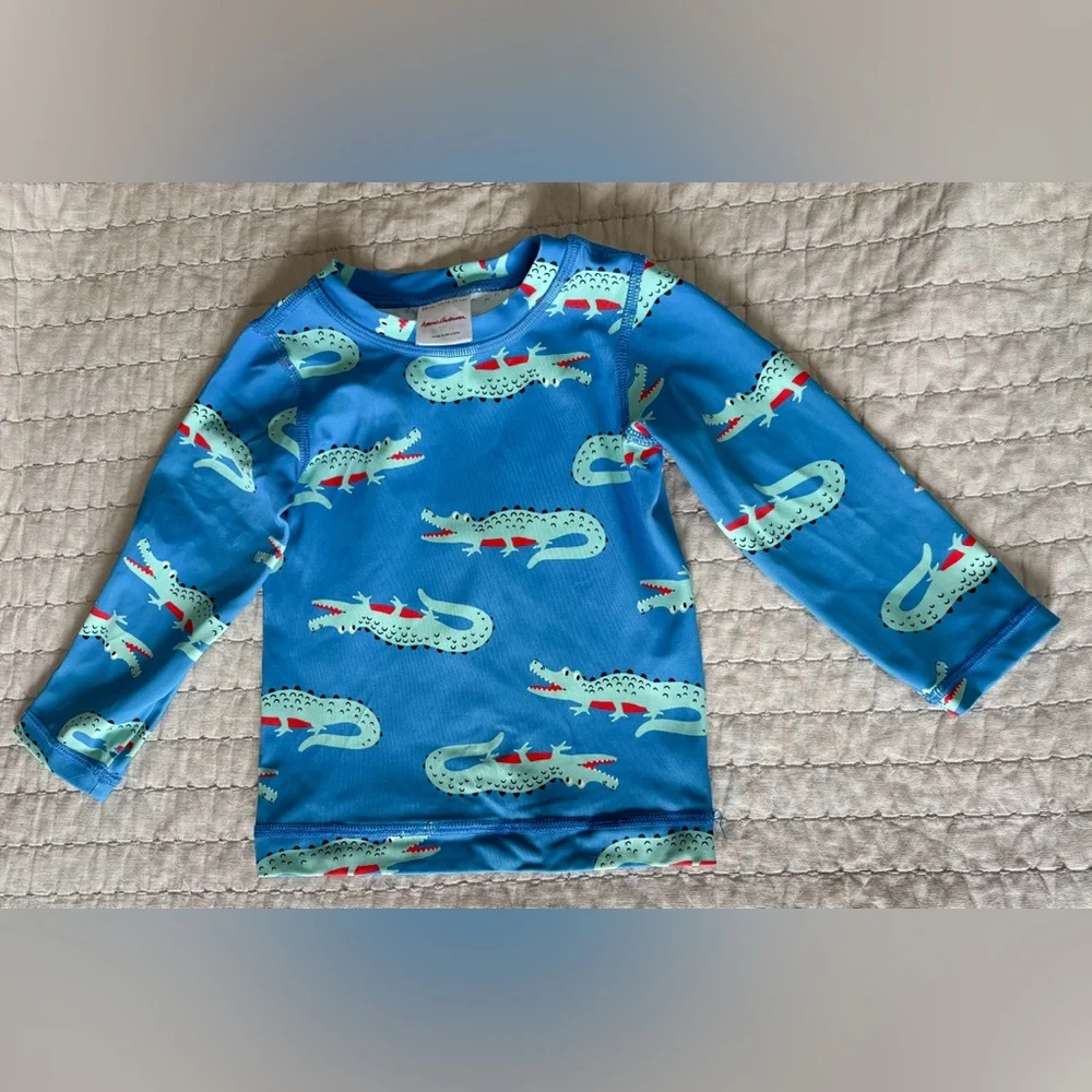 Hanna Andersson Blue and Green Crocodile Shirt‎